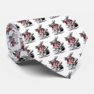 White Rabbit Trumpeter Alice Adv in Wonderland Neck Tie