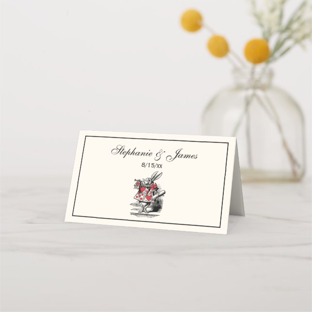 White Rabbit Trumpeter Alice Adv in Wonderland Place Card (Front)