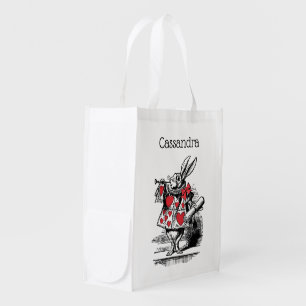 White Rabbit Trumpeter Alice Adv in Wonderland Reusable Grocery Bag