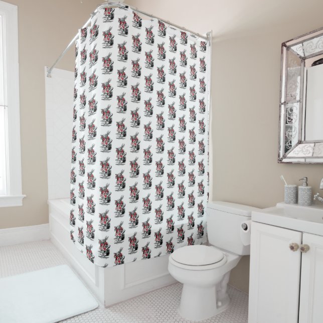 White Rabbit Trumpeter Alice Adv in Wonderland Shower Curtain (In Situ)