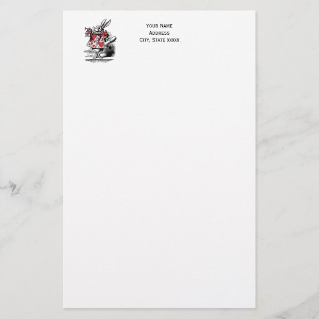White Rabbit Trumpeter Alice Adv in Wonderland Stationery (Front)