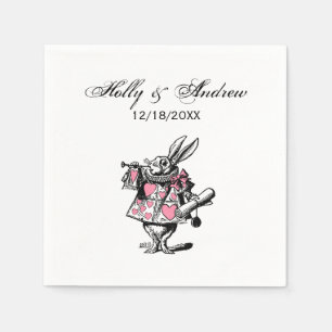 White Rabbit Trumpeter Alice Adv Wonderland Pink Paper Napkins