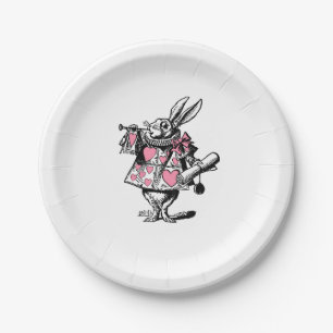 White Rabbit Trumpeter Alice Adv Wonderland Pink Paper Plates