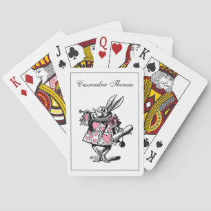 White Rabbit Trumpeter Alice Adv Wonderland Pink Poker Cards