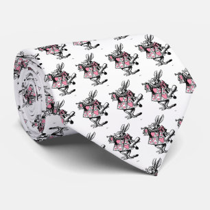 White Rabbit Trumpeter Alice Adv Wonderland Pink Tie
