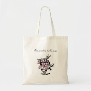 White Rabbit Trumpeter Alice Adv Wonderland Pink Tote Bag