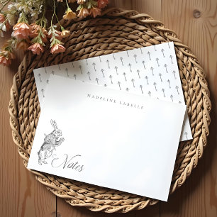 White Rabbit Vintage Alice in Wonderland Name Note Card