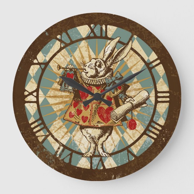 White Rabbit Vintage Alice Large Clock (Front)