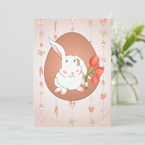 White Rabbit With Flowers Invitation