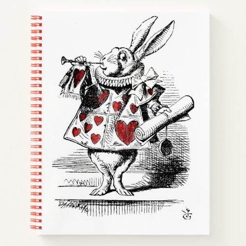 White Rabbit with Red Hearts Alice in Wonderland Notebook
