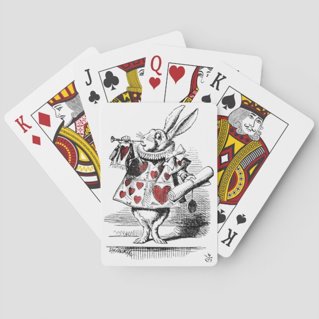 White Rabbit with Red Hearts Alice in Wonderland Poker Cards (Back)