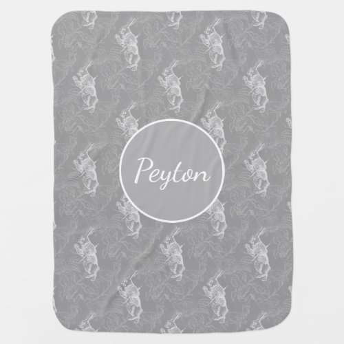 White Rabbit Wonderland Roses Gray Baby Blanket