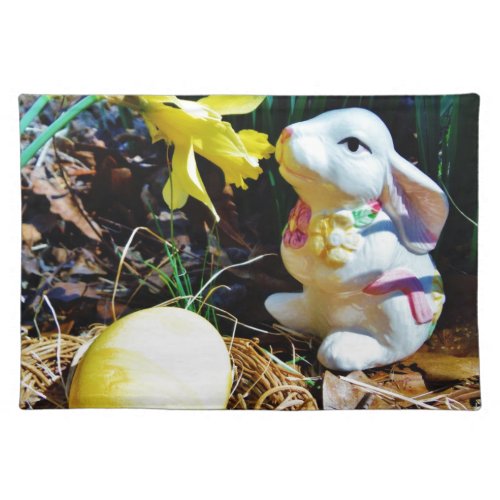 White Rabbit yellow Easter egg Placemat