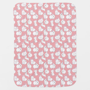 White rabbits pattern 01.bw LPink BG Baby Blanket