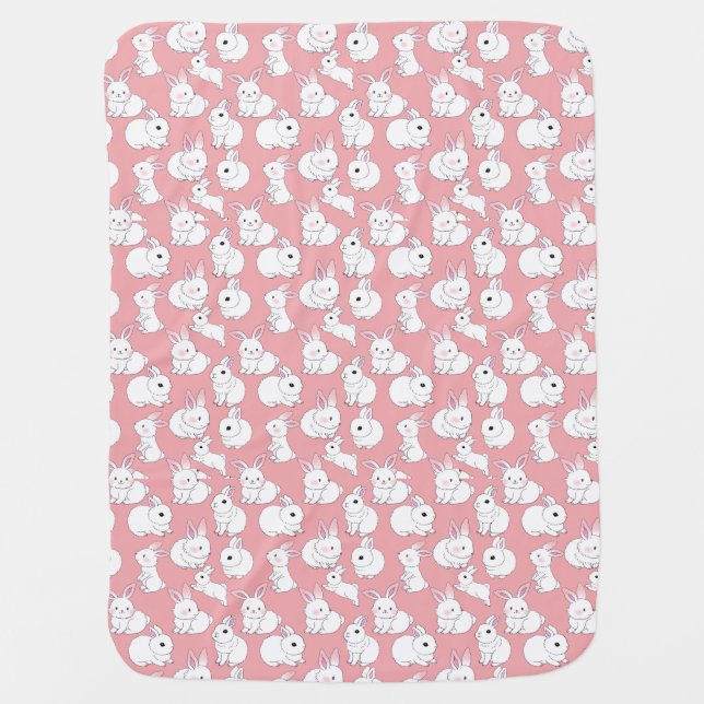 White rabbits pattern 01.bw LPink BG Baby Blanket (Front)