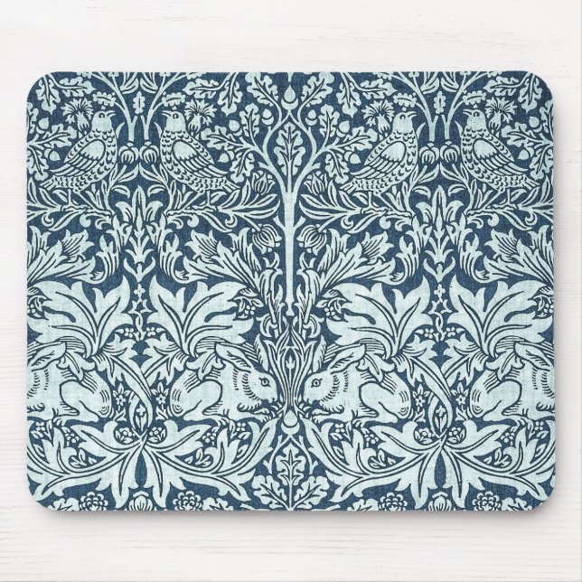 White Rabbits - William Morris Mouse Pad (Front)