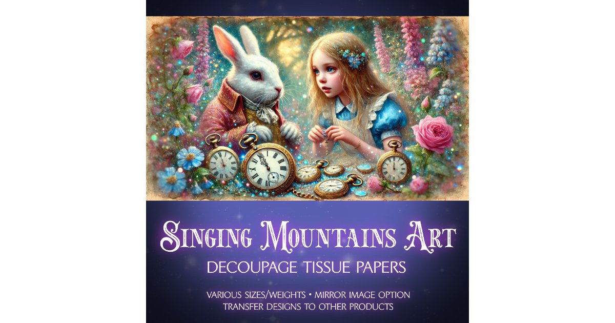 White Rabbit's Woodland Clock Sanctuary Decoupage Tissue Paper | Zazzle