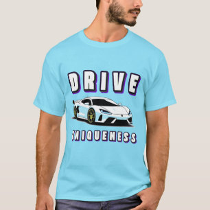 🏎️ White Racing Car Neon Accent Speed Art T-Shirt