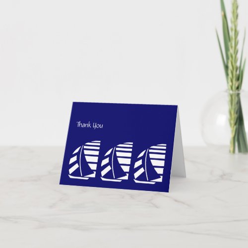 White Racing Sail Boats Thank You Card