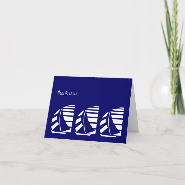 White Racing Sail Boats Thank You Card (Front)