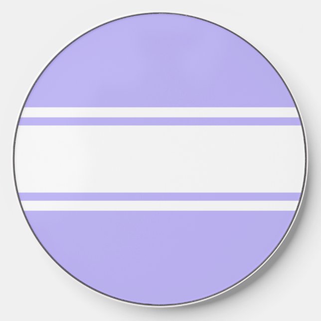White Racing Stripes Lavender Purple Background Wireless Charger (Front)