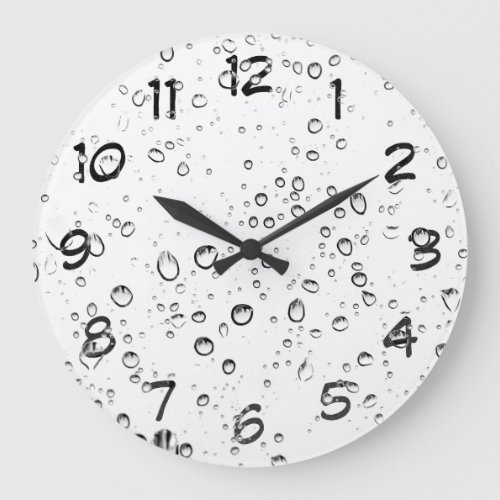 White rain water droplets clock