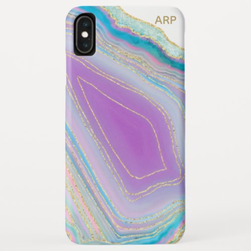  White Rainbow Agate Gold Glitter Pastel iPhone XS Max Case