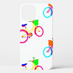 white rainbow bikes colorful bicycles iPhone 12 case
