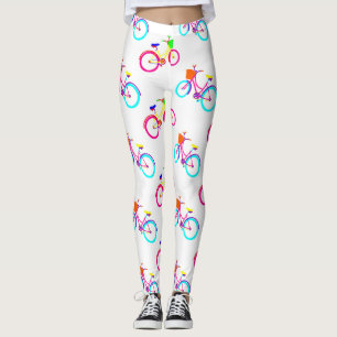 white rainbow bikes colorful bicycles leggings