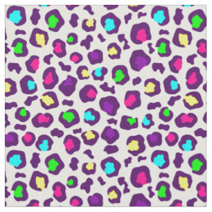 white rainbow leopard animal print purple fabric