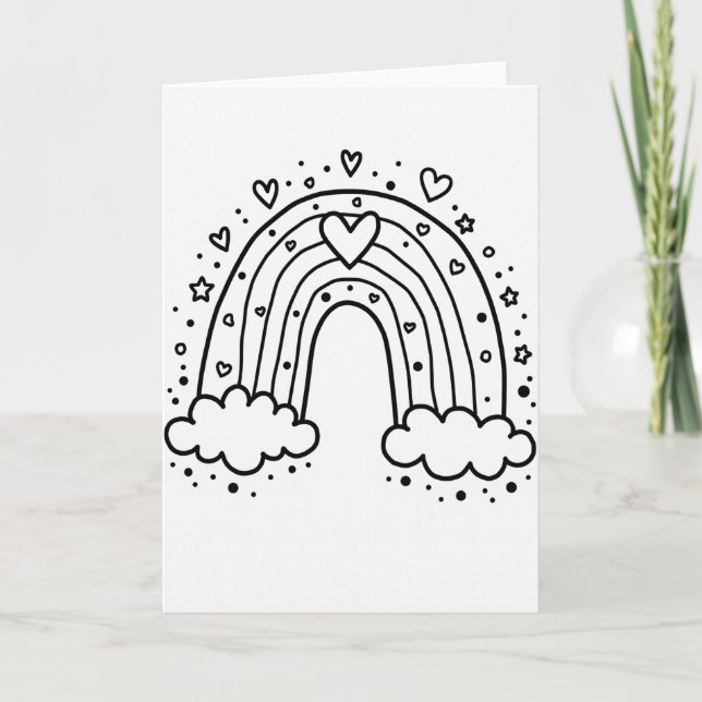 White Rainbow Love Hearts Card (Front)