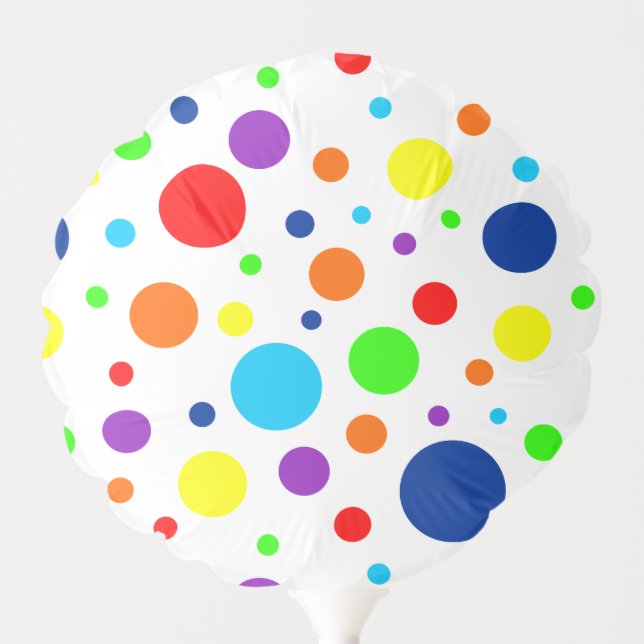 White Rainbow Spots Balloon (Front)