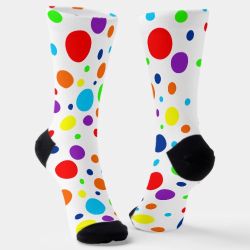 White Rainbow Spots Crew Socks
