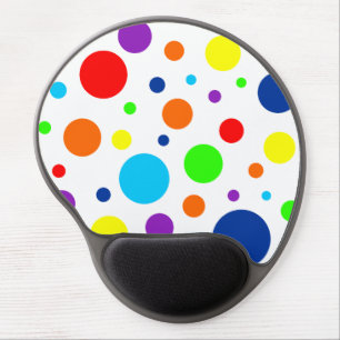 White Rainbow Spots Gel Mousepad