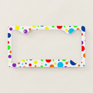 White Rainbow Spots License Plate Frame