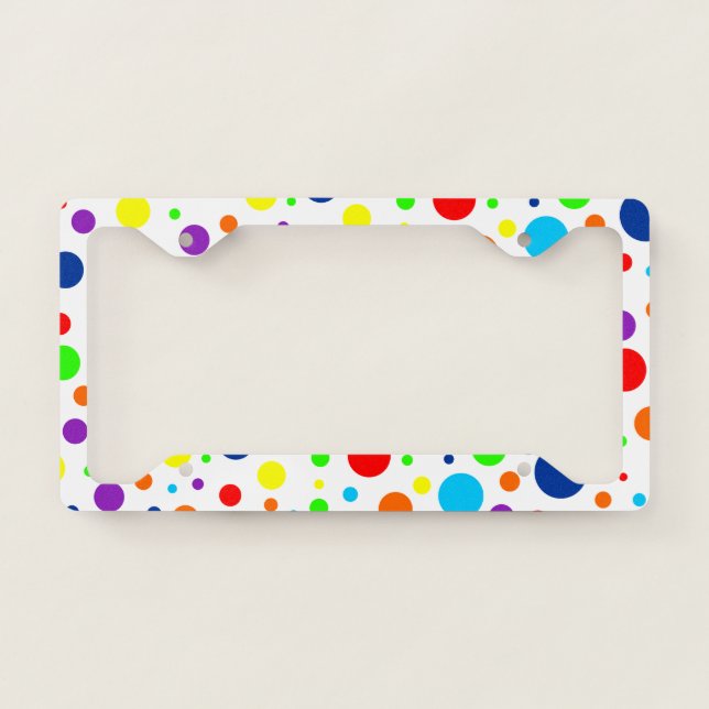 White Rainbow Spots License Plate Frame (Front)