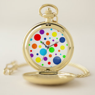 White Rainbow Spots Pocket Watch