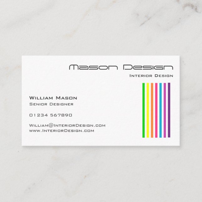 White Rainbow Stripes Business Card (Front)