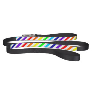 White Rainbow Stripes Dog Leash