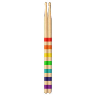 White Rainbow Stripes Drumsticks