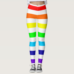 White Rainbow Stripes Leggings