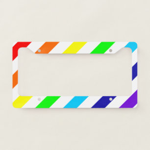 White Rainbow Stripes License Plate Frame