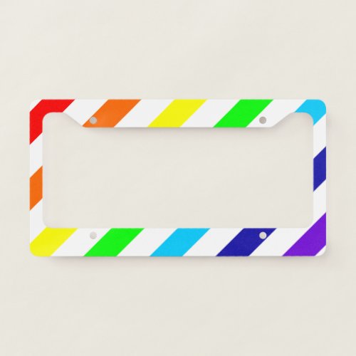 White Rainbow Stripes License Plate Frame