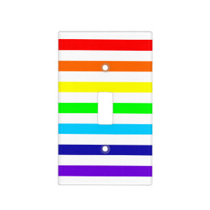 White Rainbow Stripes Light Switch Cover