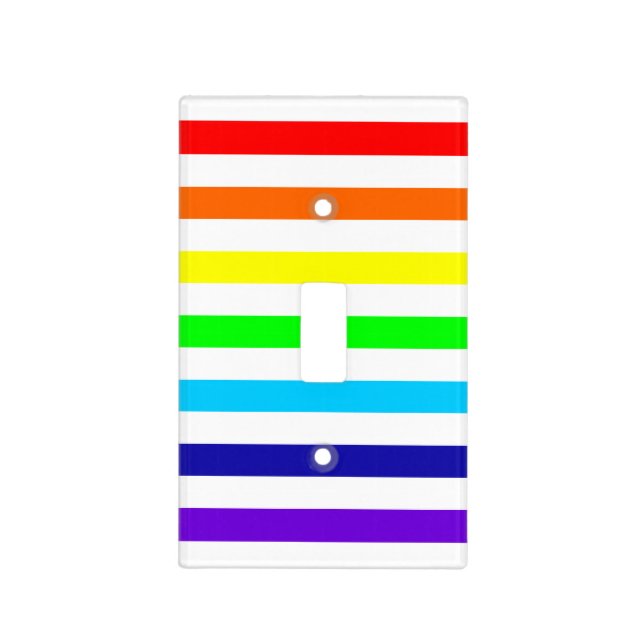 White Rainbow Stripes Light Switch Cover (Front)