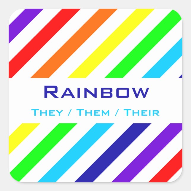 White Rainbow Stripes Name / Pronoun Stickers (Front)