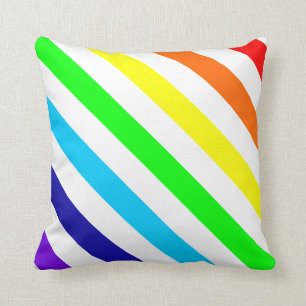 White Rainbow Stripes Pillow