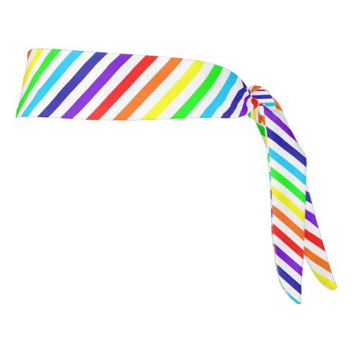 White Rainbow Stripes Tie Headband