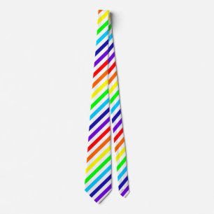 White Rainbow Tie (Diagonal Stripes)