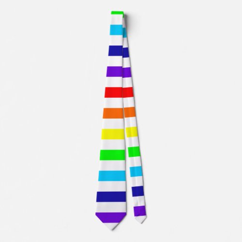 White Rainbow Tie Horizontal Stripes